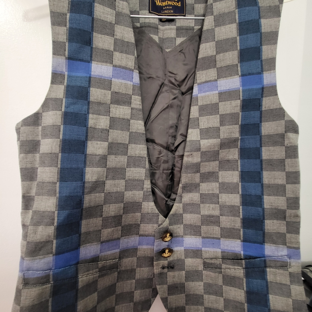 Vivienne Westwood Blue and Gray Plaid Vest and Pants ( One Of a Kind)